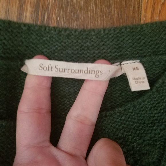 Women's Soft Surroundings Size XS Knit Sydney Sweater, Olive Heather Wool Blend - Picture 3 of 6